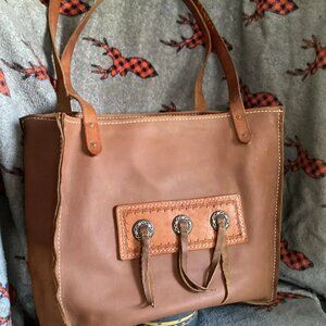 Baker & Starnes Vintage Handmade Leather Tote Purse Shoulder Crossbody Bag